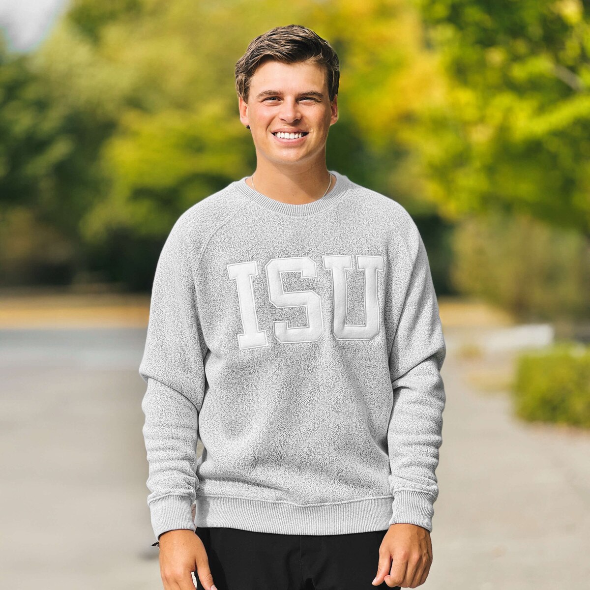 Artisans ISU Light Gray Embroidered Crewneck